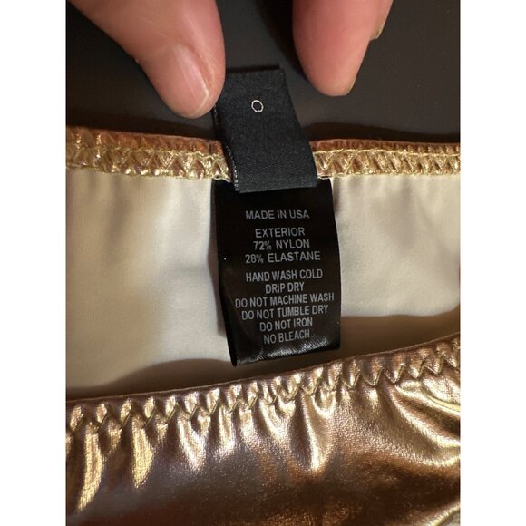 Lisa Marie Fernandez Gold Metallic Bandeau Bikini Set - Size 1Top Size 0 Bottoms - Picture 4 of 8